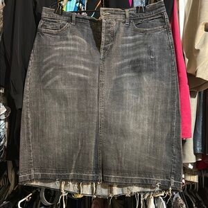 Classic Black Denim Pencil Skirt